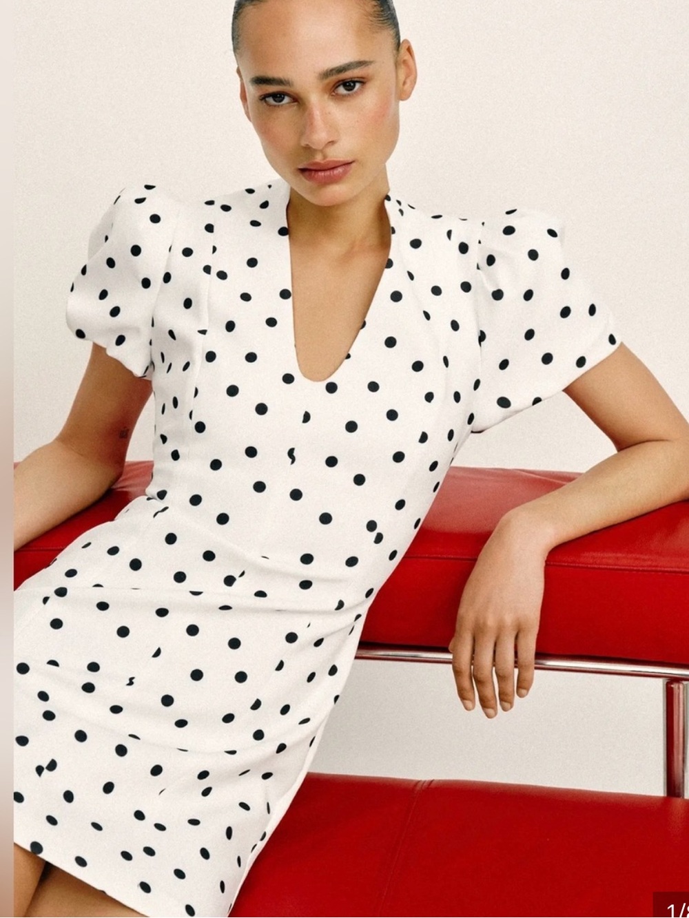 Zara White Polka Dot Puff Sleeve Dress NWT